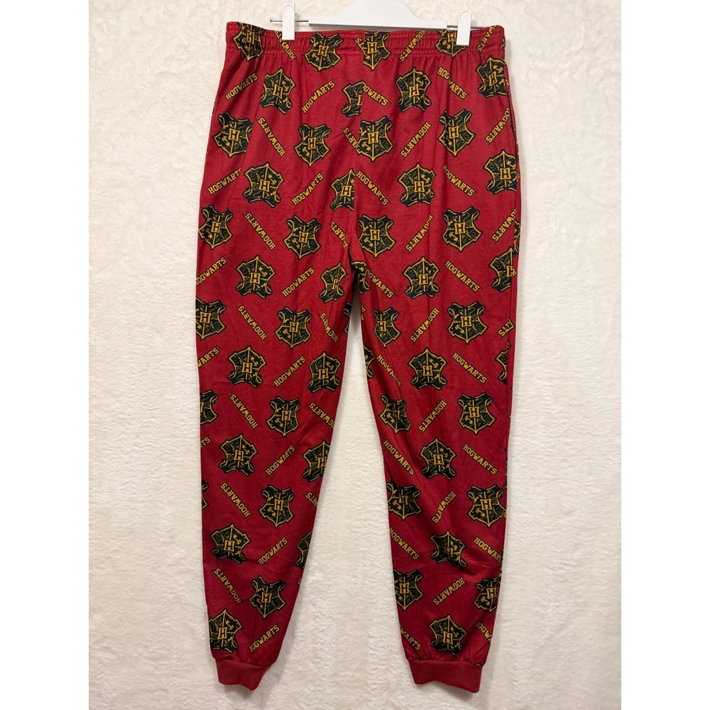 Harry Potter Hogwarts Red Sleep Pants Joggers Mens Large All Over Crest Print - Picture 7 of 7